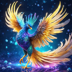 A-majestic-cute-full-phoenix-bird-melted-on-fire. AI Generated