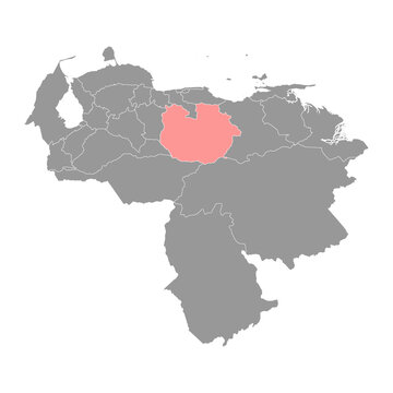 Guarico state map, administrative division of Venezuela.