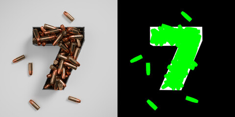 Gun ammo font number 7 with mask