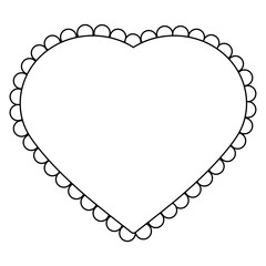 Black Vector outline illustration of a heart shaped pillow isolated on a white background