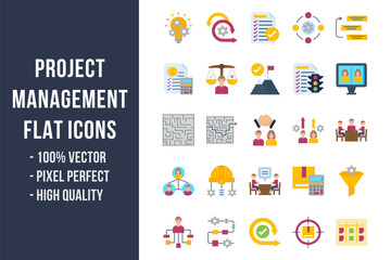Project Management Flat Icons - obrazy, fototapety, plakaty