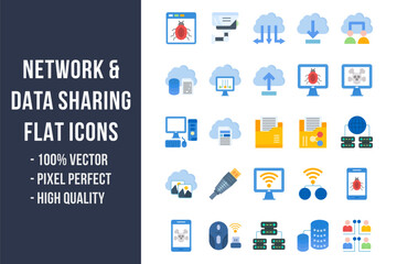 Fototapeta na wymiar Networking and Data Sharing Flat Icons