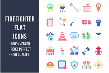 Firefighter Flat Icons