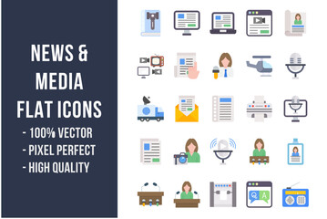 News and Media Flat Icons