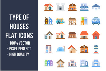 Type of Houses Flat Icons
