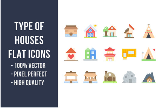 Type of Houses Flat Icons