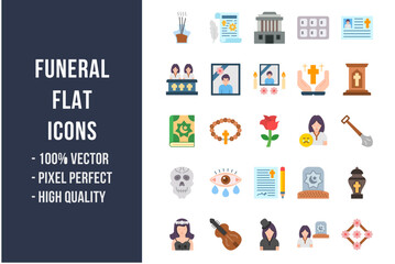 Fototapeta premium Funeral Flat Icons