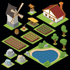 Game Colored Isometric Icon Set