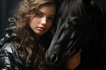 portrait of a girl with a horse