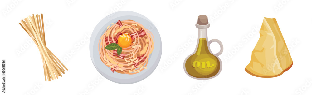 Canvas Prints italian pasta dish product and ingredients vector set