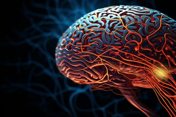 Graphic image of glowing brain, close-up