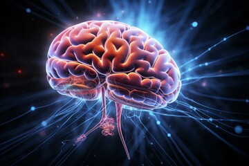 Graphic image of glowing brain, close-up