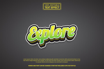 Editable text effect Explore 3d cartoon template stlye modren premium vector