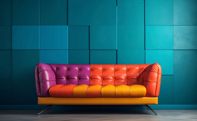 Leather sofa on modern living room. interior design background concept