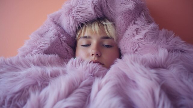 portrait of a woman in fur blanket