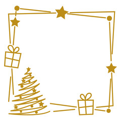 Christmas square frame svg, Winter monogram border with Christmas tree