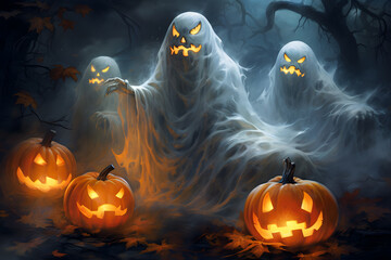 Surreal Halloween Ghosts: Haunting 3:2 Images  - Ethereal Spirits and Dreamlike Magic