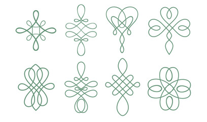 Set of Celtic symbol. Irish endless knots.