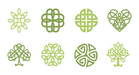 Icovellavna. Set of Celtic symbol. Irish endless knots.