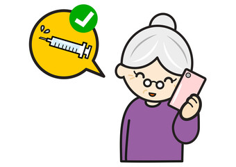 ワクチンを電話予約するおばあさん