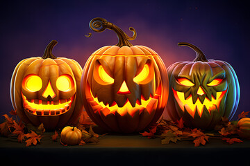 Halloween Pumpkin Magic: Enchanting 3:2 Images - Glowing Jack-o'-Lanterns and Autumn Charm