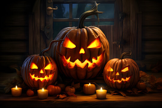 Halloween Pumpkin Magic: Enchanting 3:2 Images - Glowing Jack-o'-Lanterns and Autumn Charm