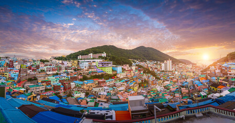 Gamcheon Culture Village at Sunset in Busan, South Korea.
