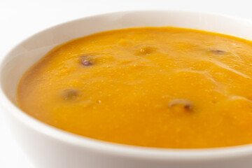 Pumpkin porridge on white background