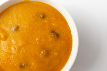 Pumpkin porridge on white background