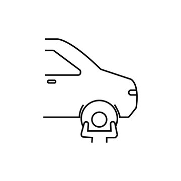 Technician Changing Car Tire icon vector, mechanic icon
