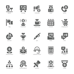 Growth and Strategy icon pack for your website, mobile, presentation, and logo design. Growth and Strategy icon solid design. Vector graphics illustration and editable stroke.