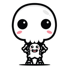 cute skull hugging cute ghost