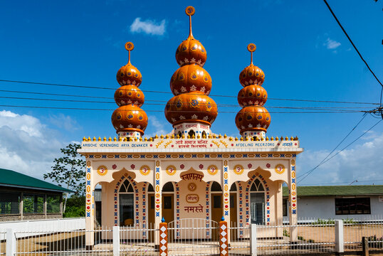 Exterior of Arya Dewaker temple (Hindu temple), Meerzorg, Commewijne, Suriname, South America