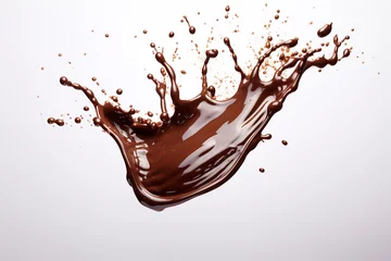 Zelfklevend Fotobehang Splashing of chocolate on white background © Golden House Images
