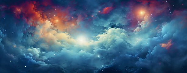 Naklejka premium beautiful abstract background of outer space of distant galaxies. colorful illustrations. Generative Ai