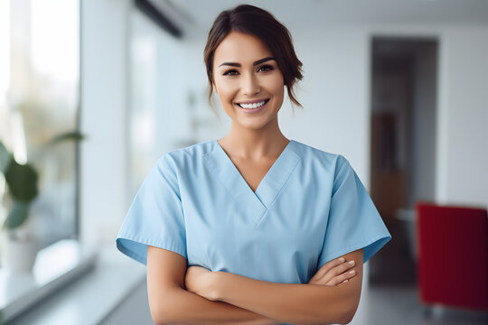 Junge professionelle lächelnde Krankenschwester Ärztin Profilbild