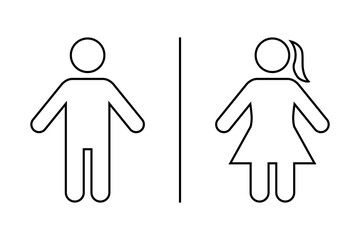 Man and woman toilet icon vector in line style. Male and female gender sign symbol