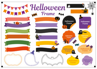 Illustration et cadre d'Halloween sans texte / Halloween, octobre, citrouille, automne, décoration, design, ruban, image vectorielle