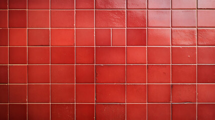 Red ceramic tile wall or floor background. Design wallpaper copyspace