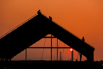 silhouette of worker