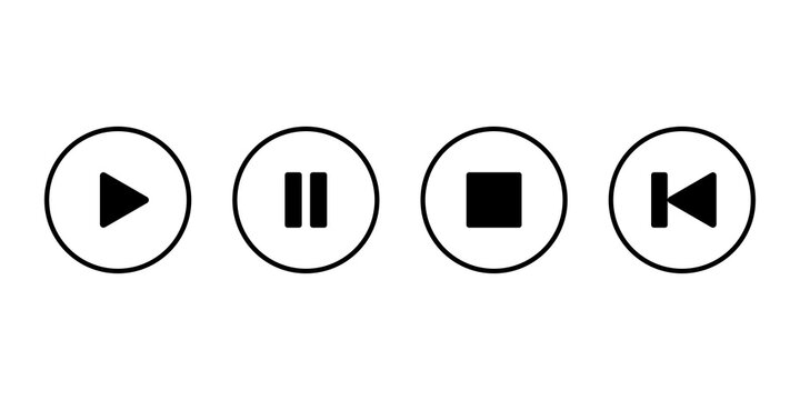 Play and Pause button icon. Media player control icon isolated on a transparent background.