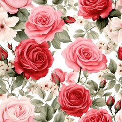 Beautiful Roses Flowers seamless Pattern