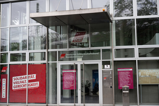 Berlin, Germany - June 20, 2022: Offices of the Deutscher Gewerkschaftsbund (German Trade Union Confederation), DGB.