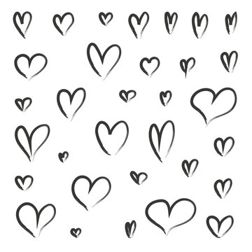 Heart set - hand drawn vector hearts