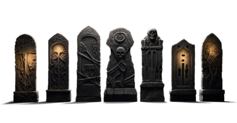 pagan tombstones, png file of isolated cutout object with shadow on transparent background.