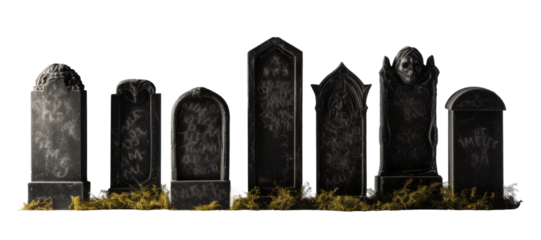 tombstones, png file of isolated cutout object on transparent background.
