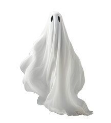flying halloween ghost in a white sheet, png file of isolated cutout object on transparent background. - obrazy, fototapety, plakaty