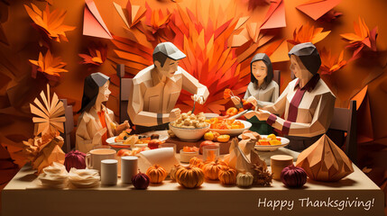Origami Thanksgiving Dinner Poster