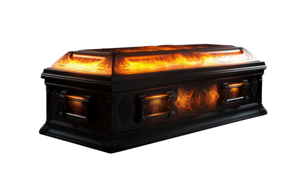black magic coffin, png file of isolated cutout object on transparent background.
