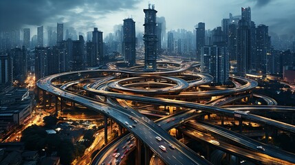 A Futuristic Urban Highway - obrazy, fototapety, plakaty